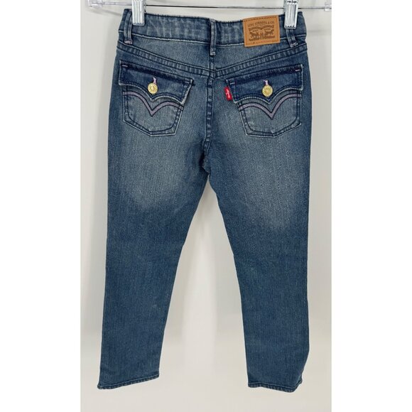 Levis Kids Blue Denim Jeans With Glitter Denim and Button Accents - Picture 2 of 10